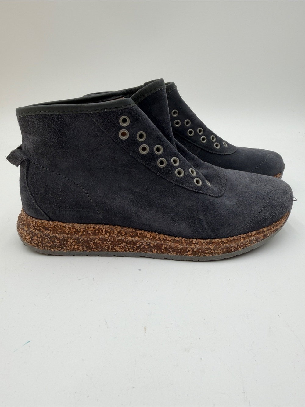 BIRKENSTOCK Atlin sz37 Graphite Suede High-Top Booties with Cork Midsole - Picture 7 of 11